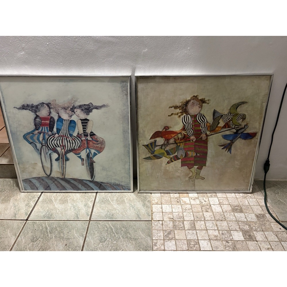 G. Rodo Boulanger Vintage Framed Art Prints 1976-1977 Mid Century Modern Decor